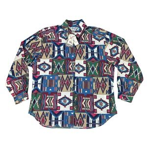 NEW - VTG 80s 90s Women's Tap & Co Western Aztec Cowgirl Button Down Shirt Large